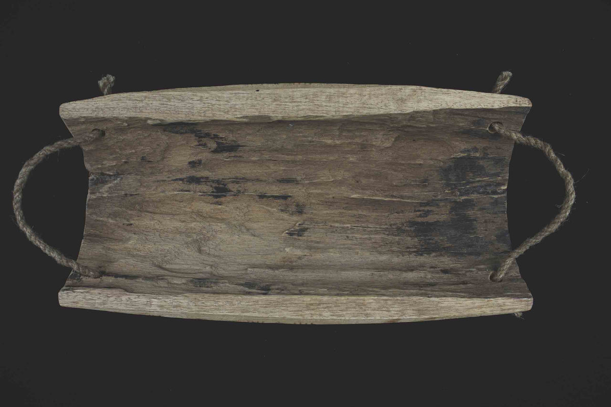 Distressed Wooden Jute Tray - LYKTA